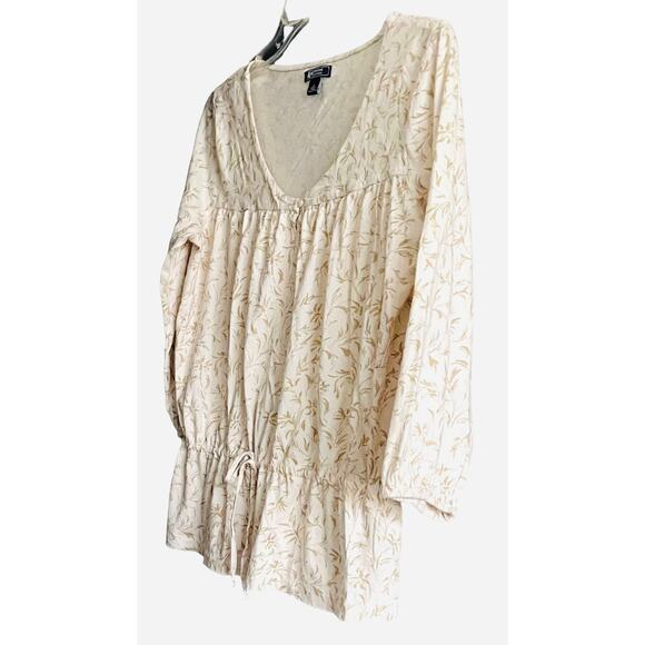 AMERICAN LIVING V-NECK BLOUSE, WOMENS, L, WHITE WITH GOLDTONE LEAVES, 3/4 SLEEVE - Picture 3 of 11